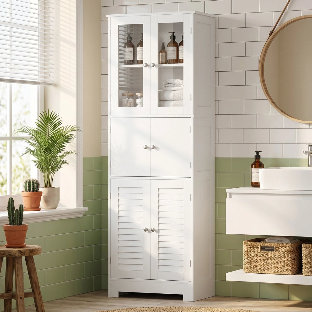 Mobile da Bagno Alto con 6 Ante ¨C Zephmum ¨C Bianco 60x30x