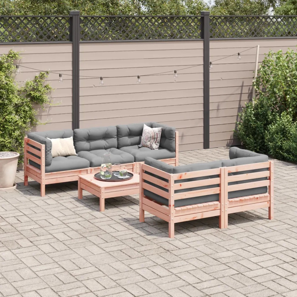Set Divani Giardino 6 pz Cuscini Legno Massello Abete Douglas 3299295