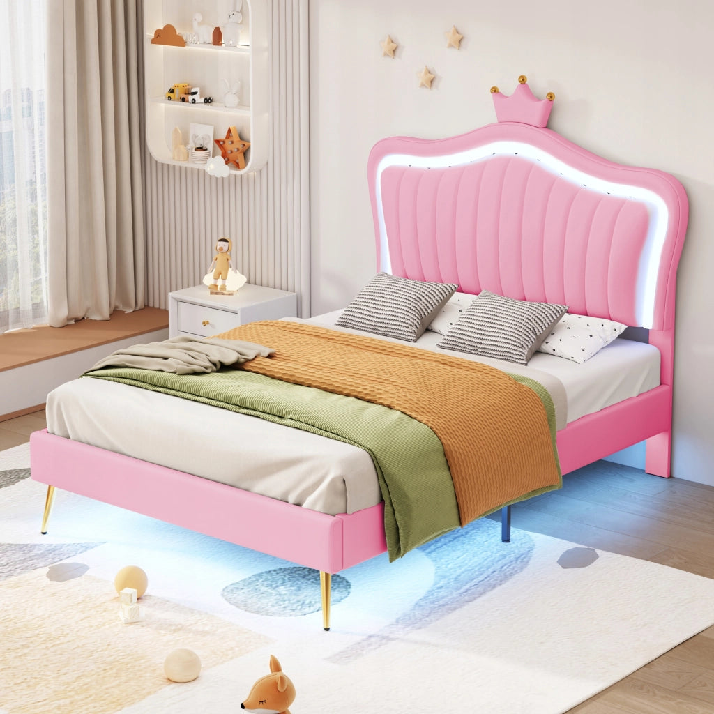 Letto per bambini 90x200 - Xylo - Rosa con LED