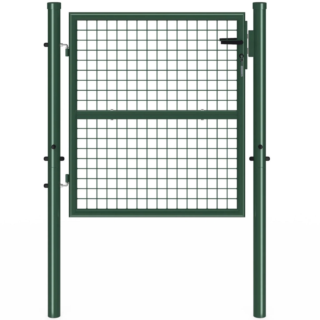 IDMarket - Cancello da giardino in acciaio 105 x 100 cm con serratura e maniglia verde