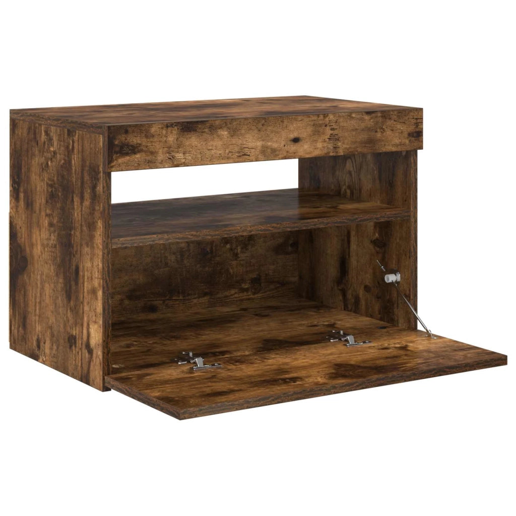 Mobile Porta TV con Luci LED Rovere Fumo 60x35x40 cm 815678