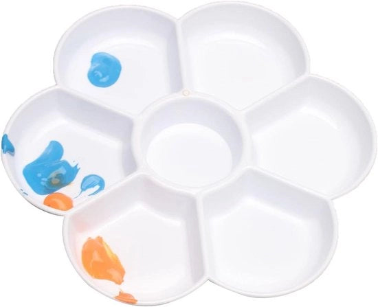 Tavolozza per pittori in plastica bianca con forma di fiori, aquarello, universale, 7 livelli, 1 pezzo