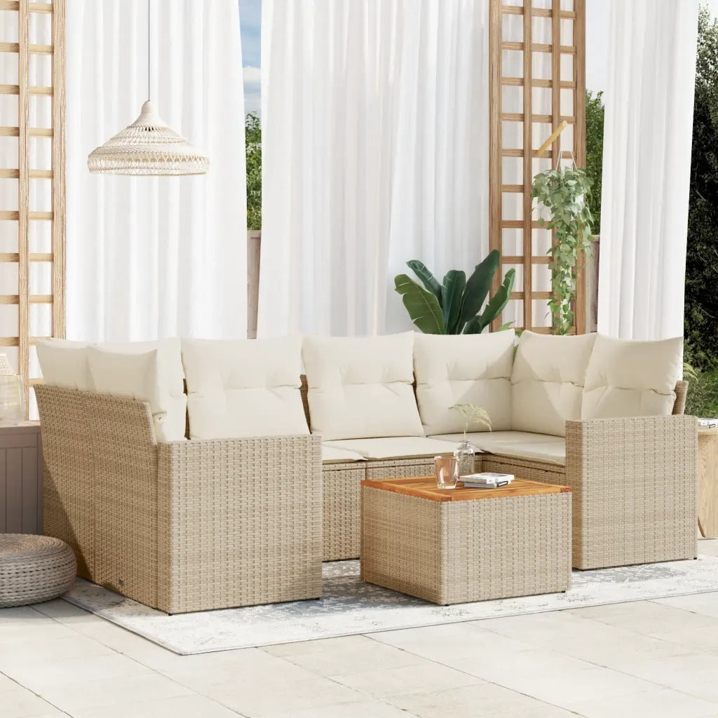 Set Divani da Giardino 7 pz con Cuscini Beige in Polyrattancod mxl 88528