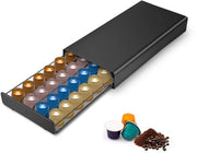 Coffe capsule holder con caricabatteria - Conserva 40 capsule di caffè - Distributore di capsule di caffè in metallo - Superficie antiscivolo - Disegno spazievantaggio - 37,5 x 17,5 x 5,3 cm - Custodia per capsule di caffè