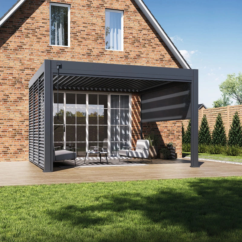 Pergola Bioclimatica Addossata Collezione VS 4x4M - V2 Antracite