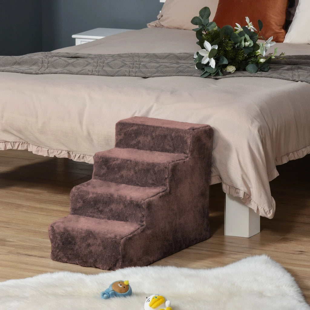 Scaletta per Cani a Gradini ¨C zephmum ¨C Marrone 60x35x44 cm