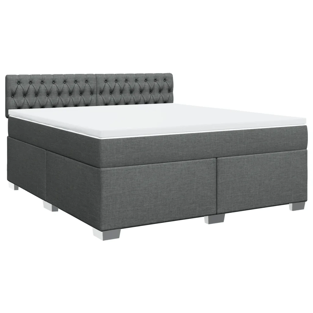 Giroletto a Molle con Materasso Grigio Scuro 180x200 cm Tessuto