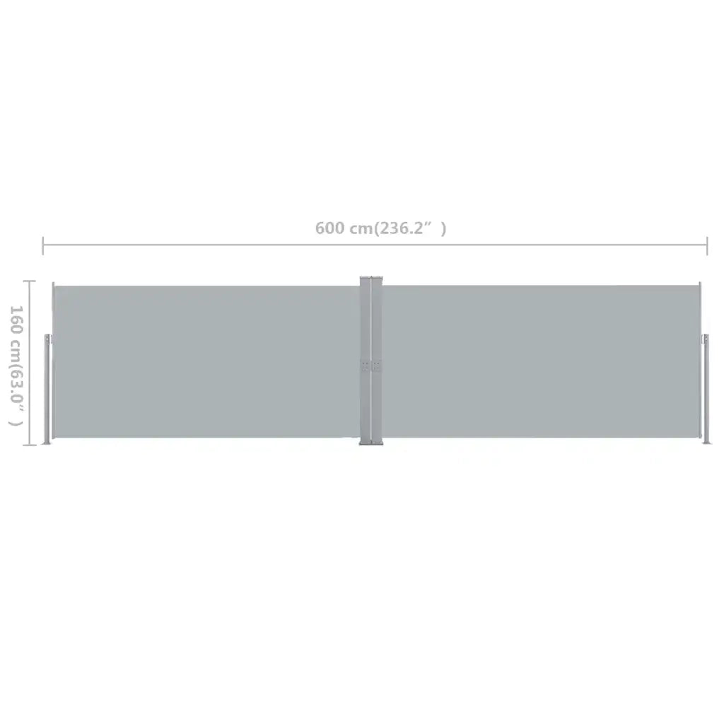 Tenda da Sole Laterale Retrattile 160x600 cm Grigia cod mxl 5491