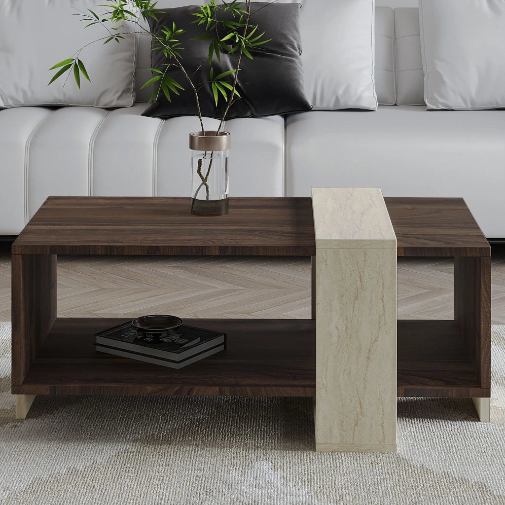 Tavolino in legno "Meleni" - 90 x 49 x 40 cm - Travertino