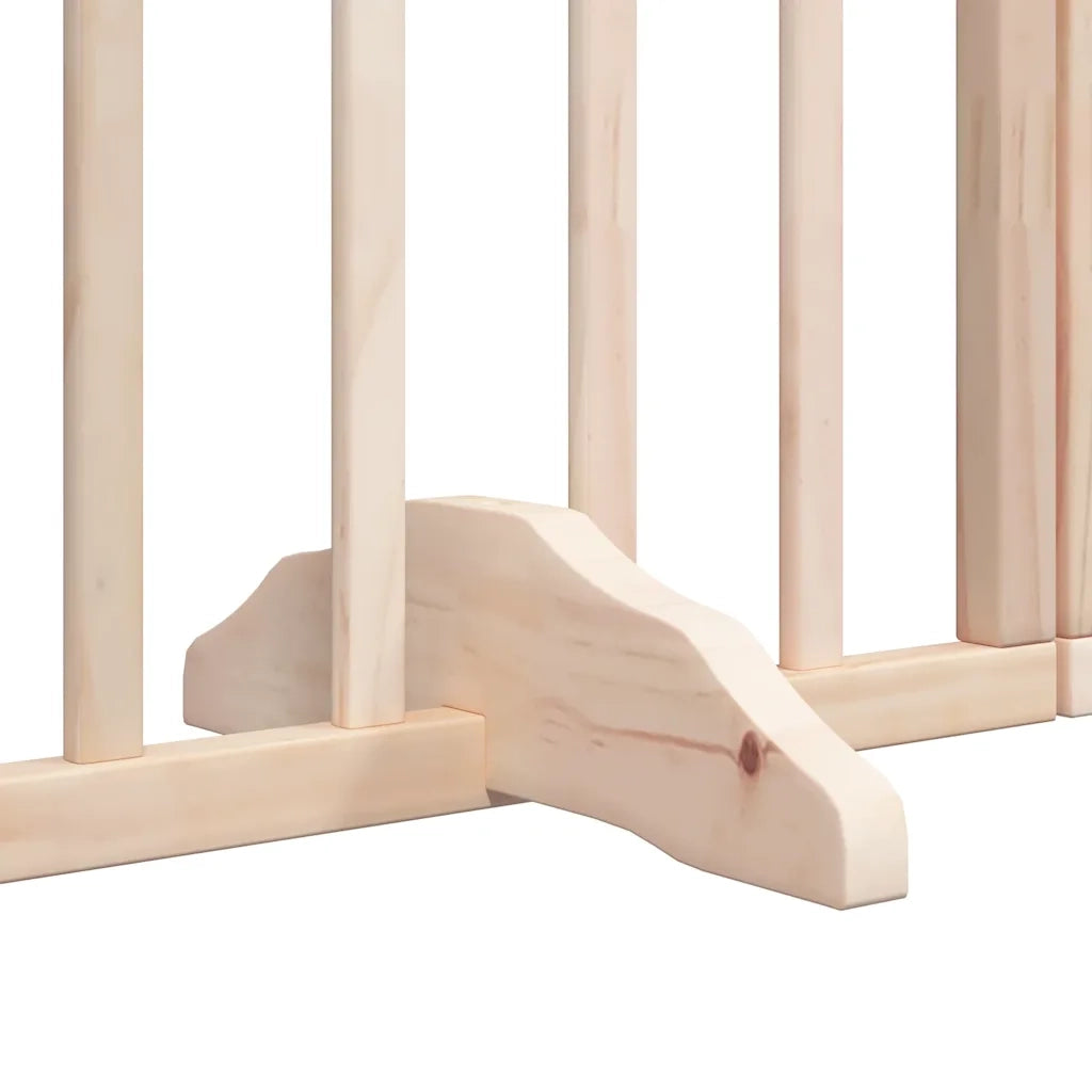 Cancello per Cani con Porta Pieghevole 9 Pannelli 450 cm Pioppo CFW1553948
