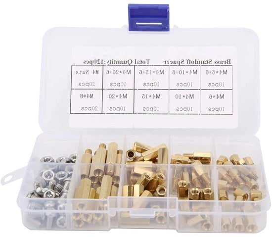 Kit di Spaziatori per Placche Madri in Acciaio Inossidabile 304 - M4 - Set di Spaziatori a Cappuccio - Assortimento per Diverse Applicazioni - Contenuto in Scatola di Riposo - 120 pezzi.