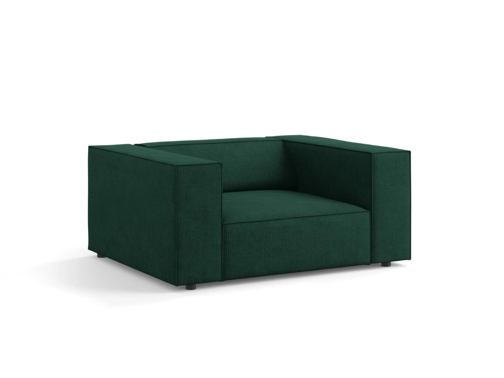 Cosmopolitan Design - Poltrona "Arendal" in ciniglia con effetto a coste verde bottiglia 