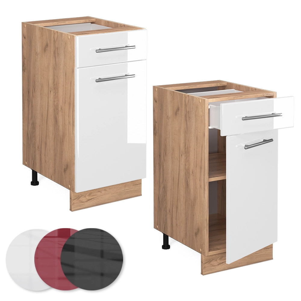 Vicco Mobiletto base per cucina Bianco lucido 40 cm senza piano di lavoro