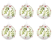 Palline di Natale in Vetro Bianche Verdi Eleganti Addobbi Albero Decorazioni Diametro: 80 mm