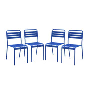 set 4 sedie da giardino bistrot in acciaio, blu elettrico