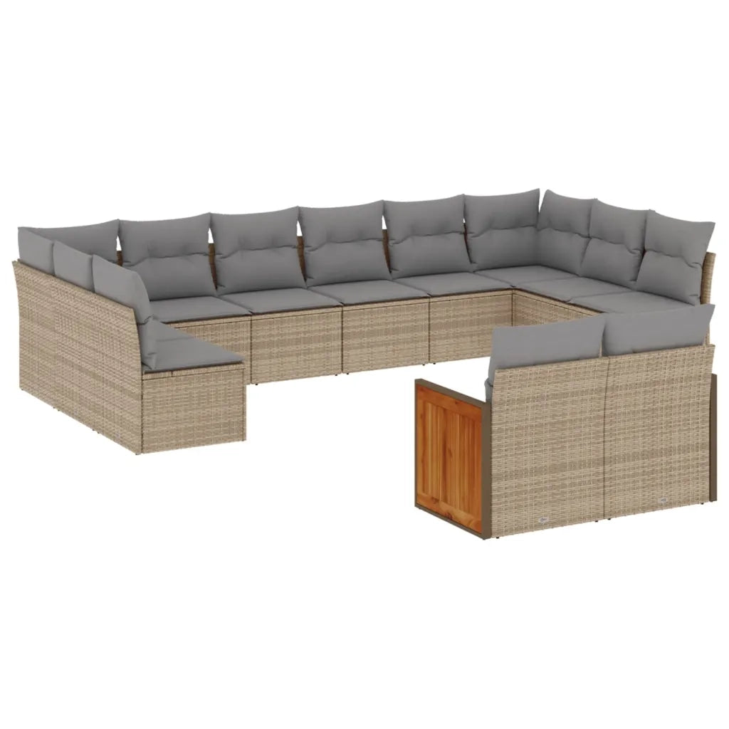 Set Divani da Giardino 12 pz con Cuscini Beige in Polyrattan 3260526