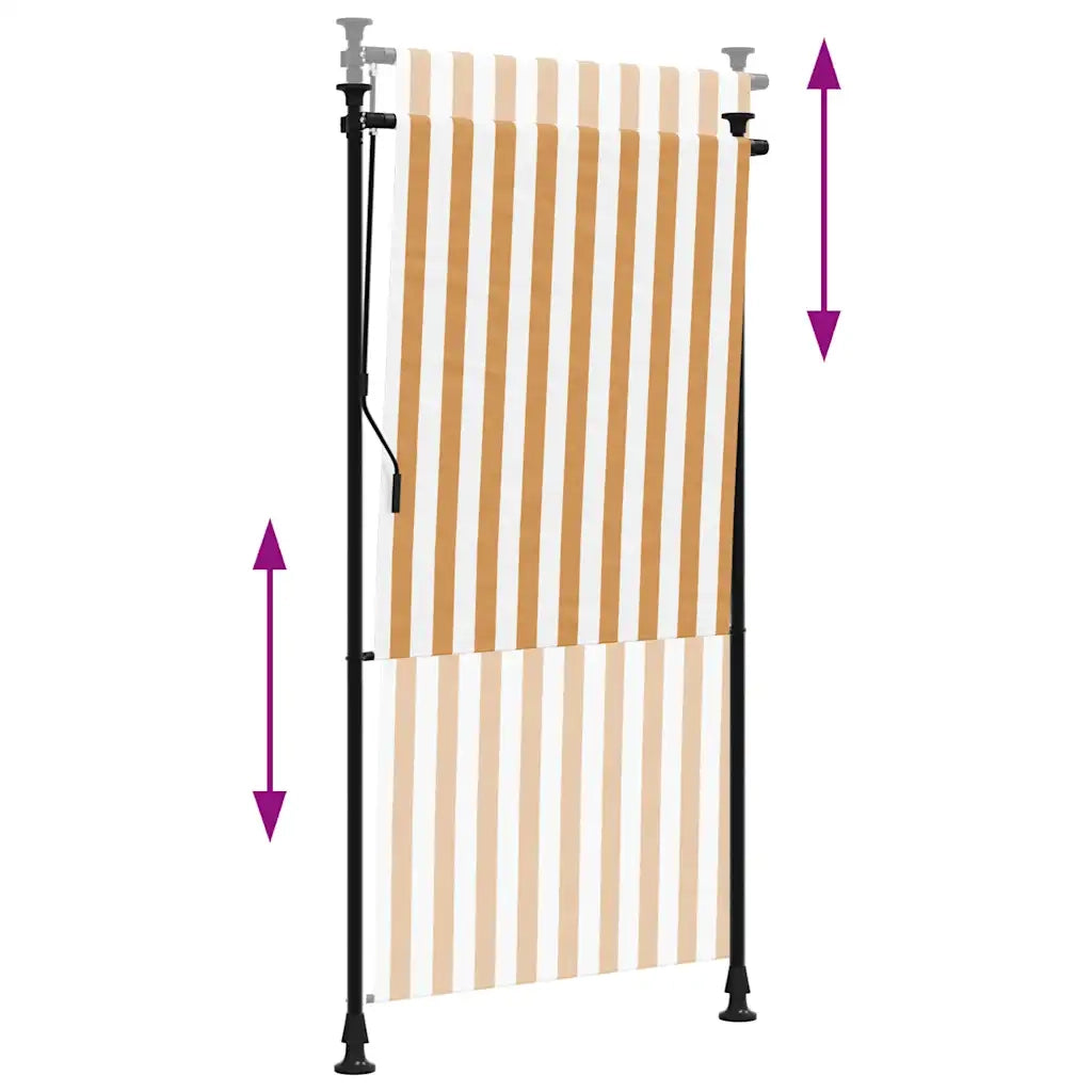 Tenda a Rullo Esterno Arancio Bianca 120x270 cm Tessuto Acciaio 368769