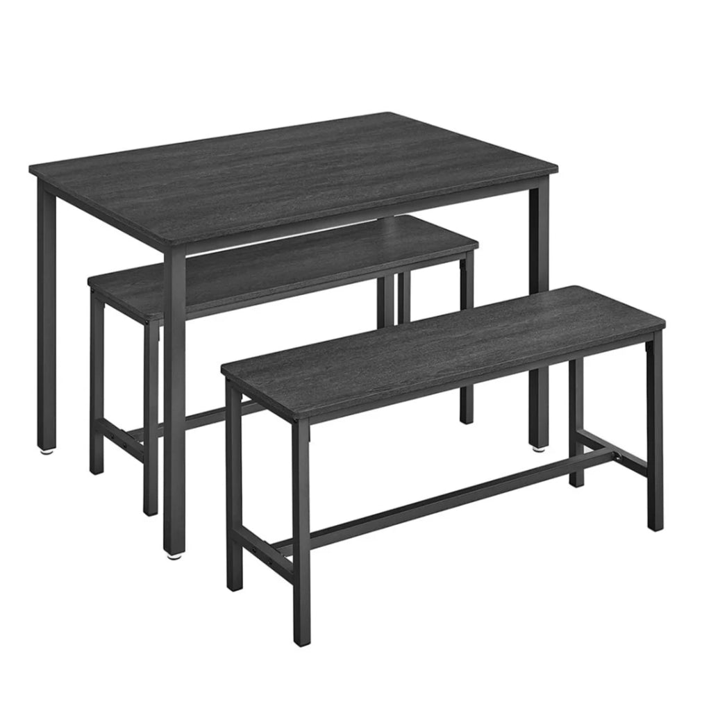 Set tavolo da pranzo e panca tavolo 110 x 70 x 75 cm 2 panche 97 x 30 x 50 cm struttura in acciaio per cucina sala da pranzo soggiorno nero 12_0005429