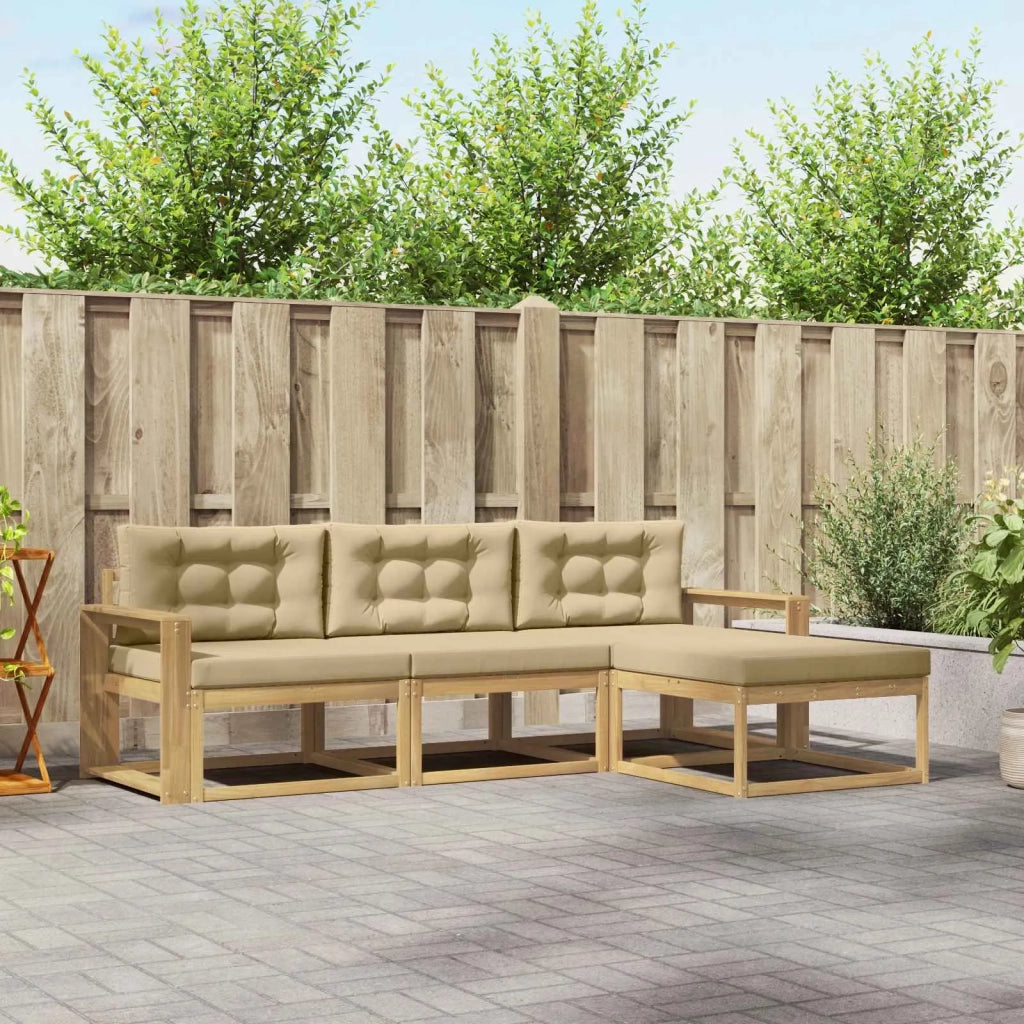 Set di divani da esterno 4 pcs Bianco e Beige Poliestere 3386277