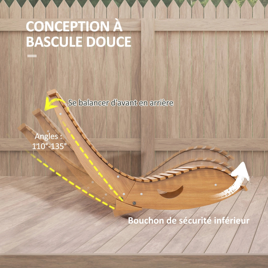 Sedia a dondolo da giardino ¨C zephmum ¨C legno, struttura a listelli, schienale alto