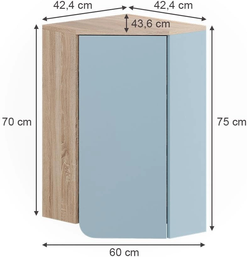 Mobile da bagno Karen, Grigio-blu, 42.4 x 75 cm con porta e vani aperti