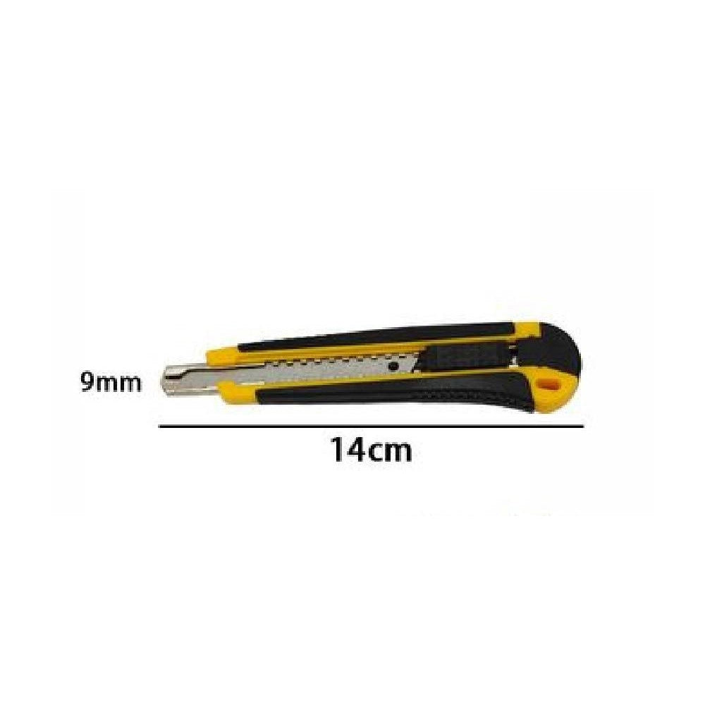 Trade Shop - Set 2 Taglierini Taglierino Cutter Con Fermo Blocco Guida Lama 71072 Manico Gomma -