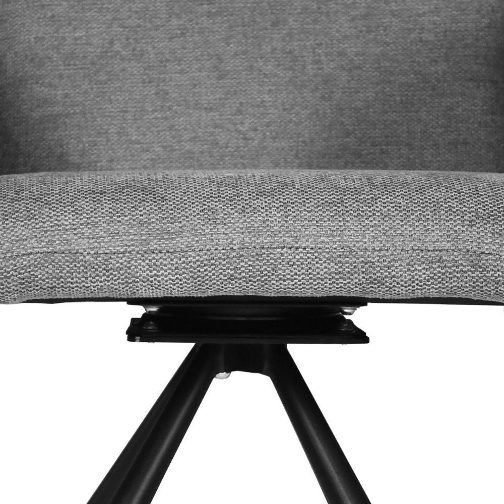 Set 2 Sedia girevole con braccioli Mosaic in tessuto grigio e gambe in metallo nero