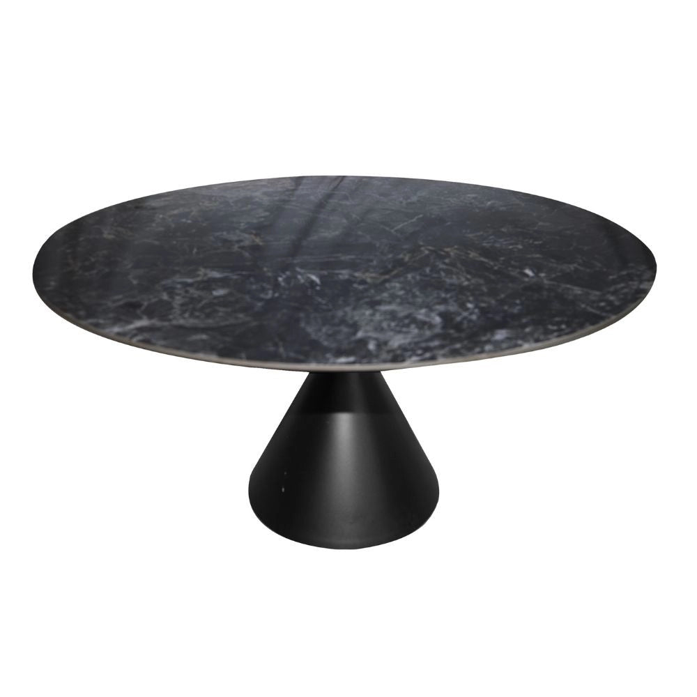Tavolo rotondo Punto con piano effetto marmo nero – 150x150x76H