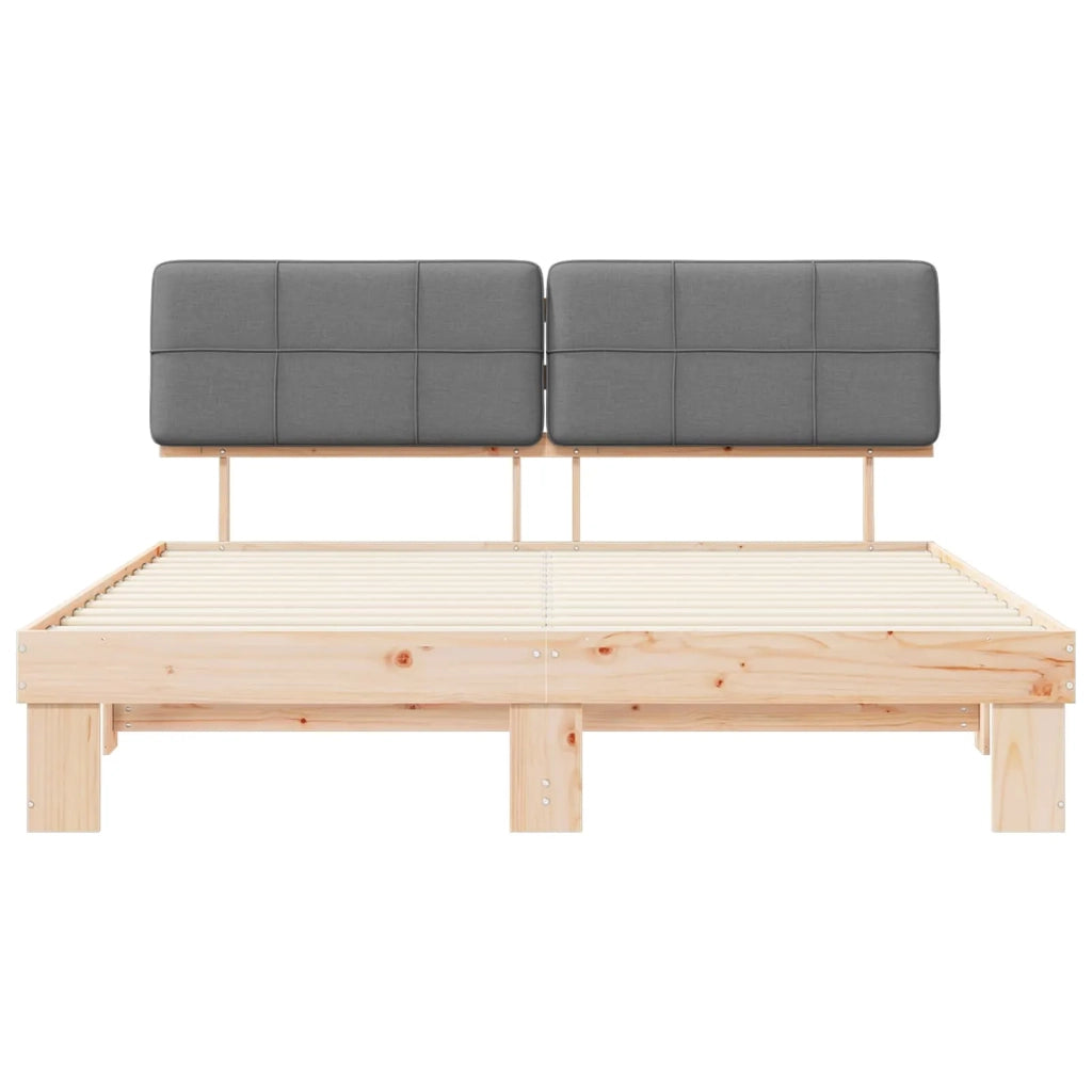 Letto con Testiera Rivestita Grigio chiaro 200 x 200 cm