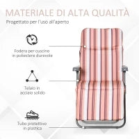 Sedia Sdraio per Esteri Set 2 Pezzi, Reclinabile 5 Posizioni con Cuscino, 60x75x102cm Grigio Arancione