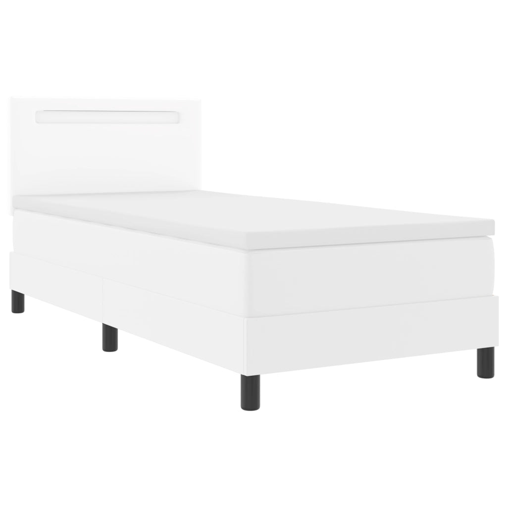 Letto Box Spring con Materasso Bianco 100x200 cm Finta Pelle