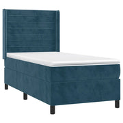 Letto singolo | Letto per adulti | Letto a Molle con Materasso e LED Blu Scuro 80x200cm in Velluto