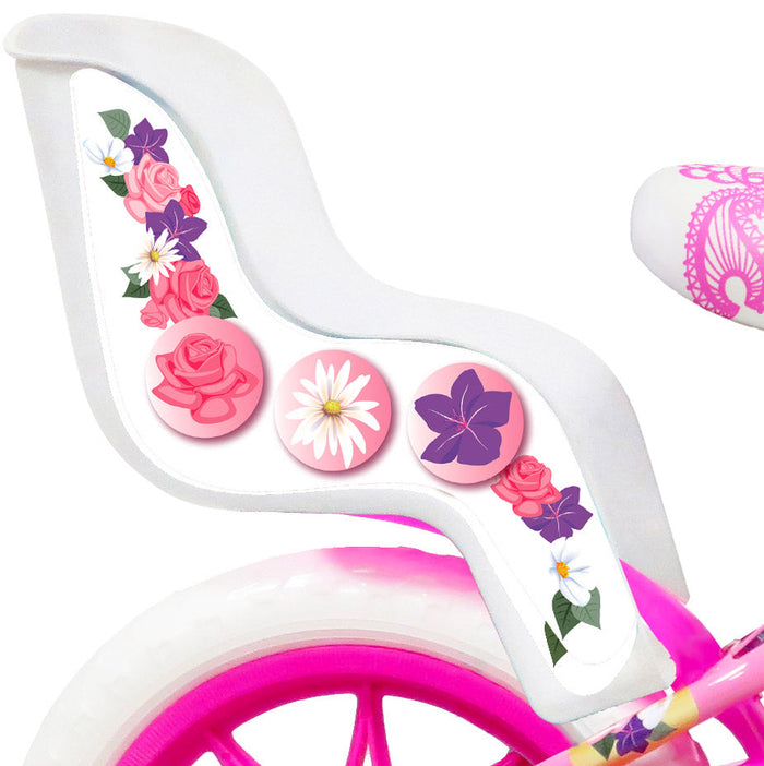 Bicicletta per Bambina 12” 1 Freno Gomme in EVA Flowers Rosa