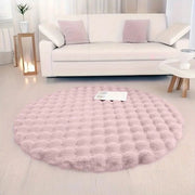 Tappeto in plastica circolare per salotto, compatibile per uso domestico, stanza, camera da letto, copertura del letto/mat, 120 cm di diametro (rosa).