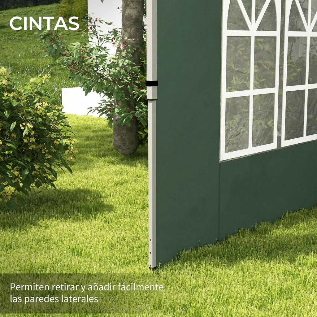 Pannelli Laterali per Gazebo 3x3m 3x4m ¨C Xylo ¨C Set 2 Pezzi Tessuto Oxford 295x195cm Verde con Finestra