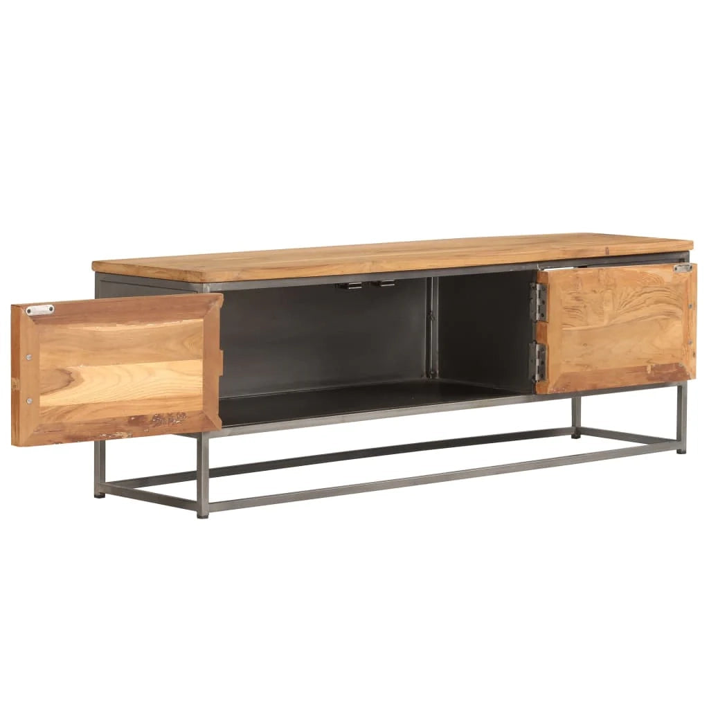 Mobile TV/credenza design pratico teak riciclato e acciaio 120 cm 2502215