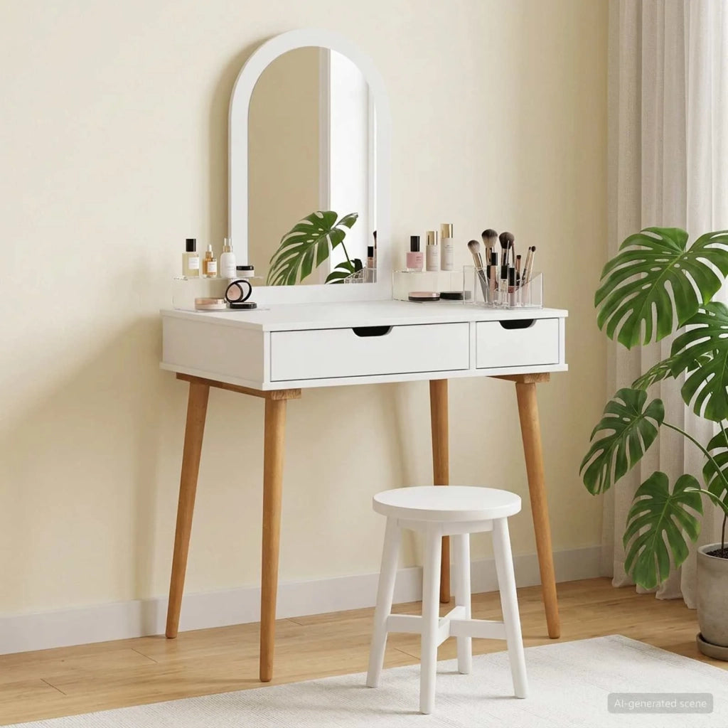 Set Tavolo da Trucco FAUSKE 2 pcs Bianco 76 x 50 x 143 cm 3438573