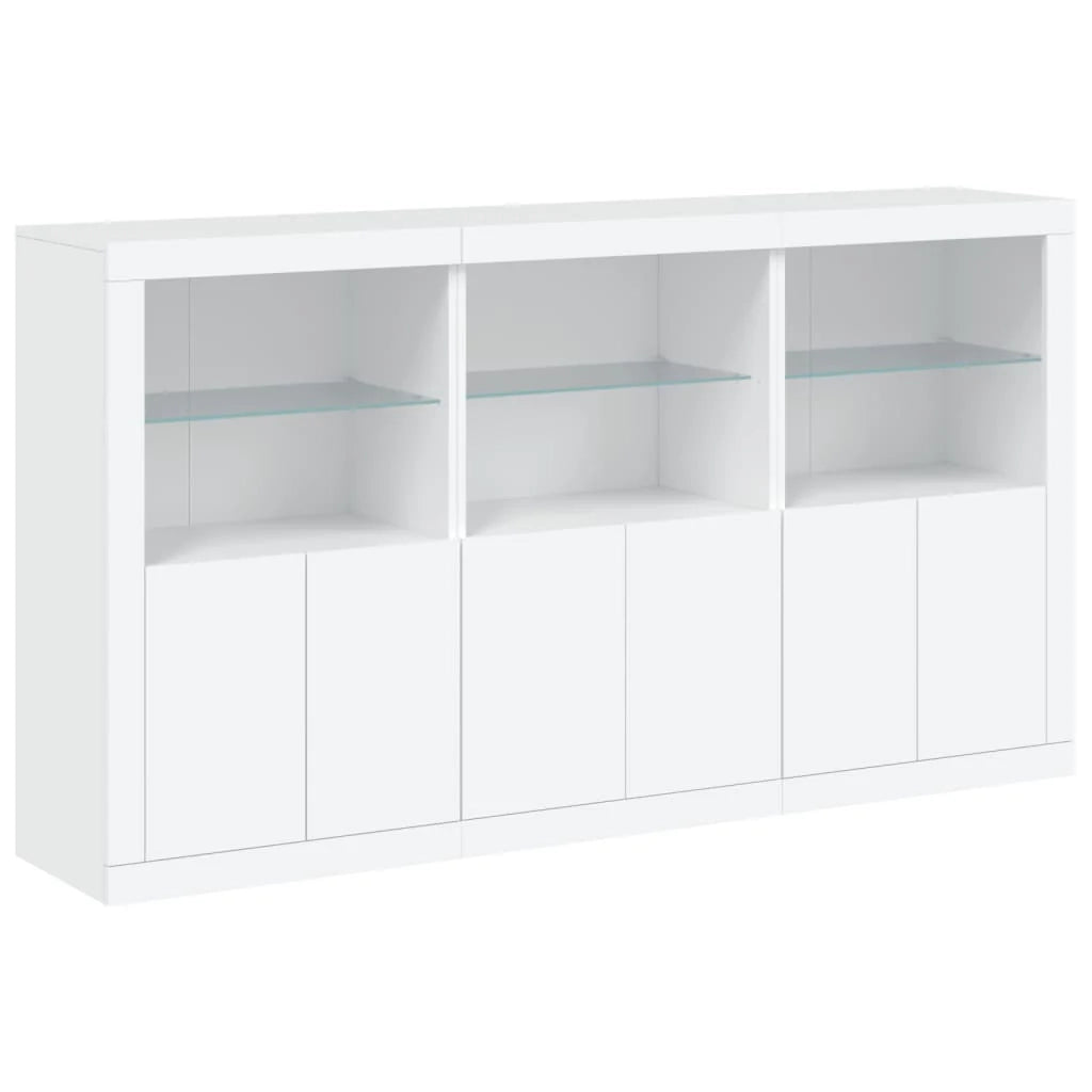 Buffet credenza cassettiera armadio mobile contenitore organizer per cucina soggiorno salotto con luci LED 181,5 x 37 x 100 cm bianco 02_0029838