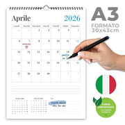 Calendario da Parete 2026 A3 - Pianificatore Mensile - 13 Fogli - Design Moderno - Grandi Numeri - Spazi Ampi - Carta di Alta Qualità - Calendario Mensile