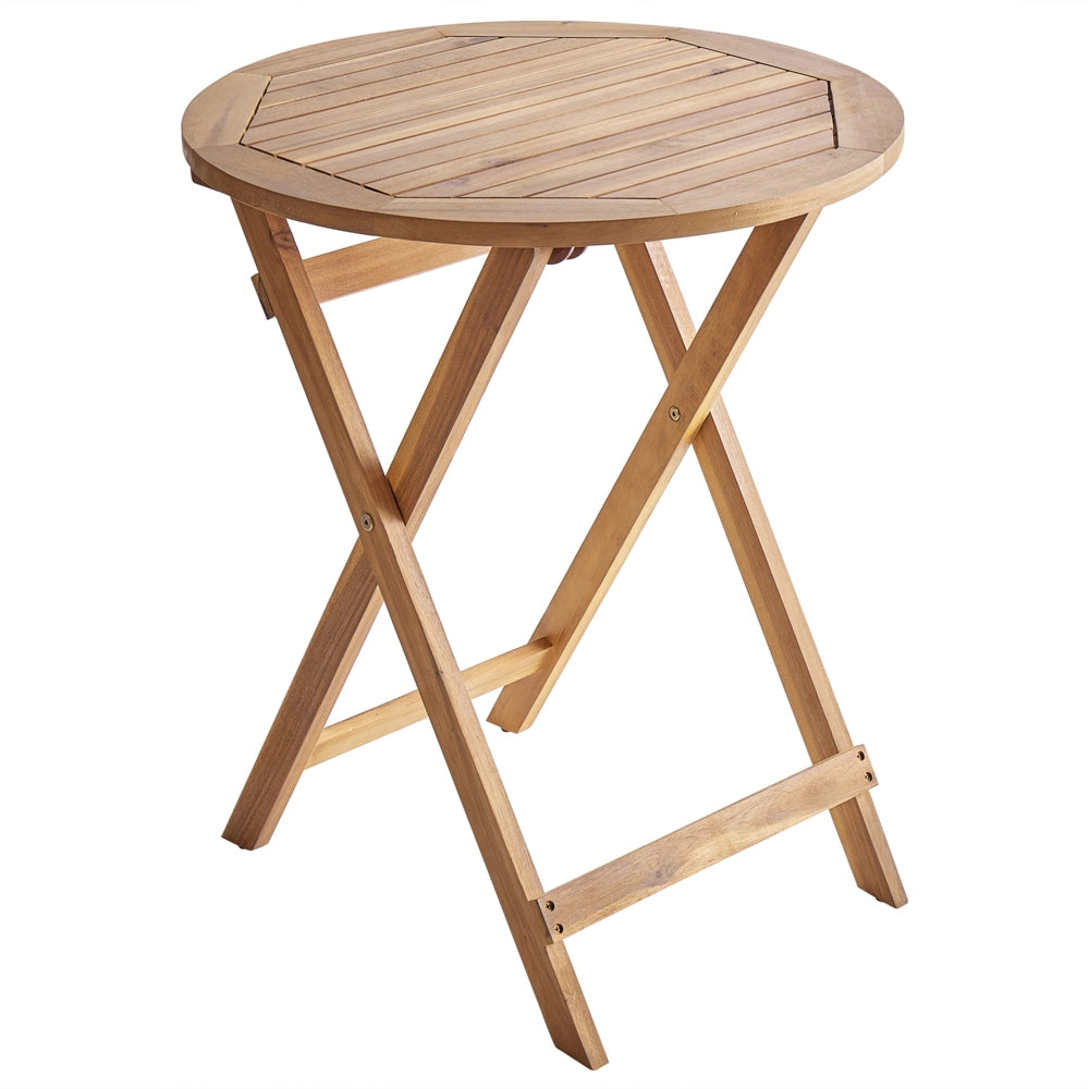 Set da bistrot 3 pezzi beige in legno d'acacia pieghevole a doghe Design moderno scandinavo