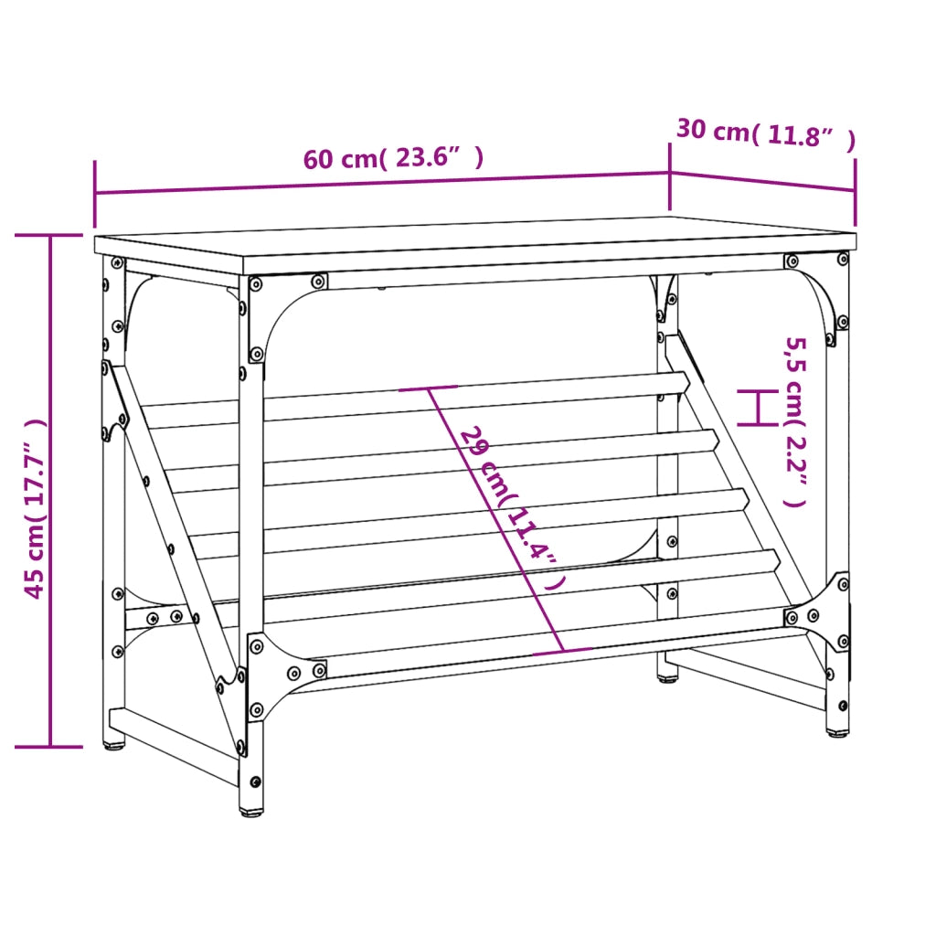 Scarpiera-Scaffale per scarpe Rovere Marrone 60x30x45 cm in Legno Multistrato