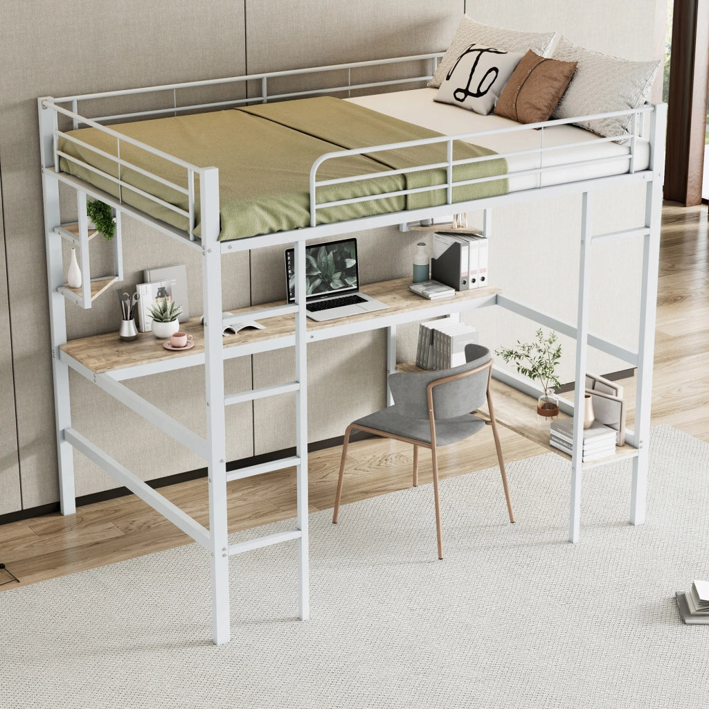 Letto a castello 140x200 con scrivania - Xylo - Bianco
