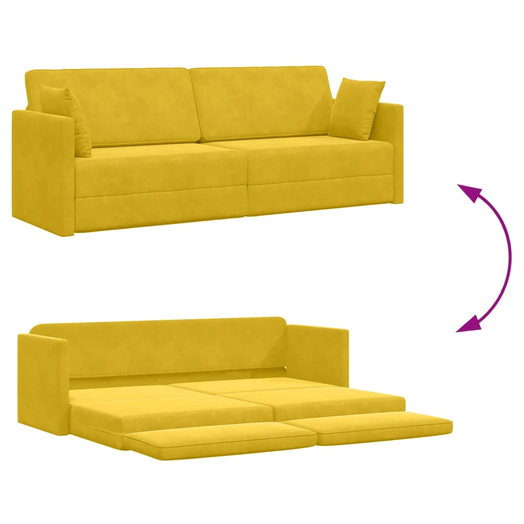 Divano-letto da pavimento Giallo 213 x 70 x 77 cm Velluto 4106731