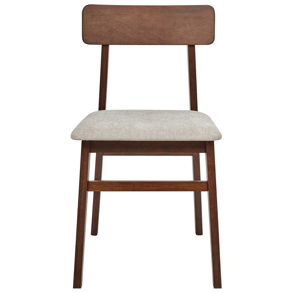 Set di 2 sedie da pranzo Struttura in legno di gomma scuro Seduta in tessuto poliestere taupe Senza braccioli Design retrò