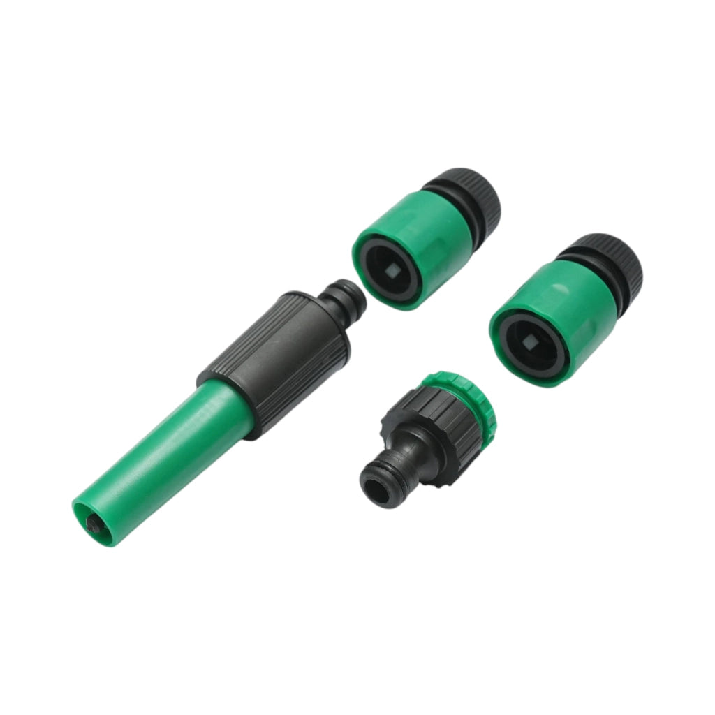 Set avvolgitubo da giardino 12mm x 7.5m con adattatore 3/4-1/2, connettori e ugello regolabile 1/2