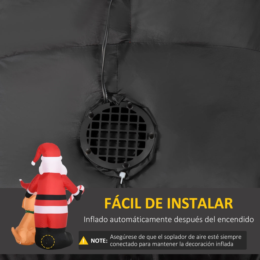 Babbo Natale Gonfiabile con Cane ¨C Xylo ¨C LED Multicolore 117x80x157cm