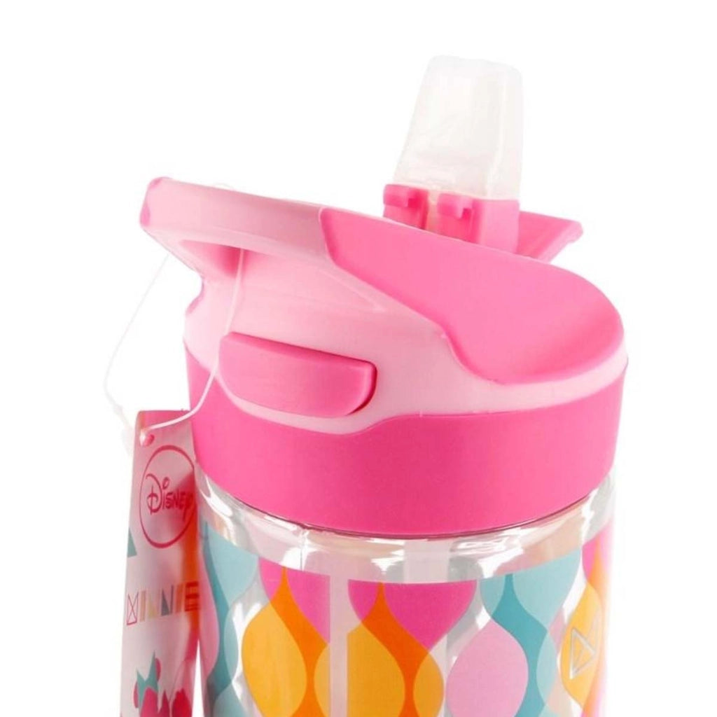 Bottiglia 620ml in Tritan con Motivo Minnie e Cannuccia Pieghevole Rosa Minnie Mouse