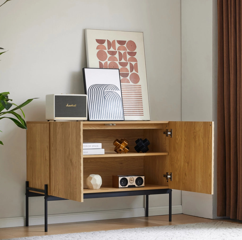 Credenza 100x40x75 cm con ripiano regolabile in truciolare naturale
