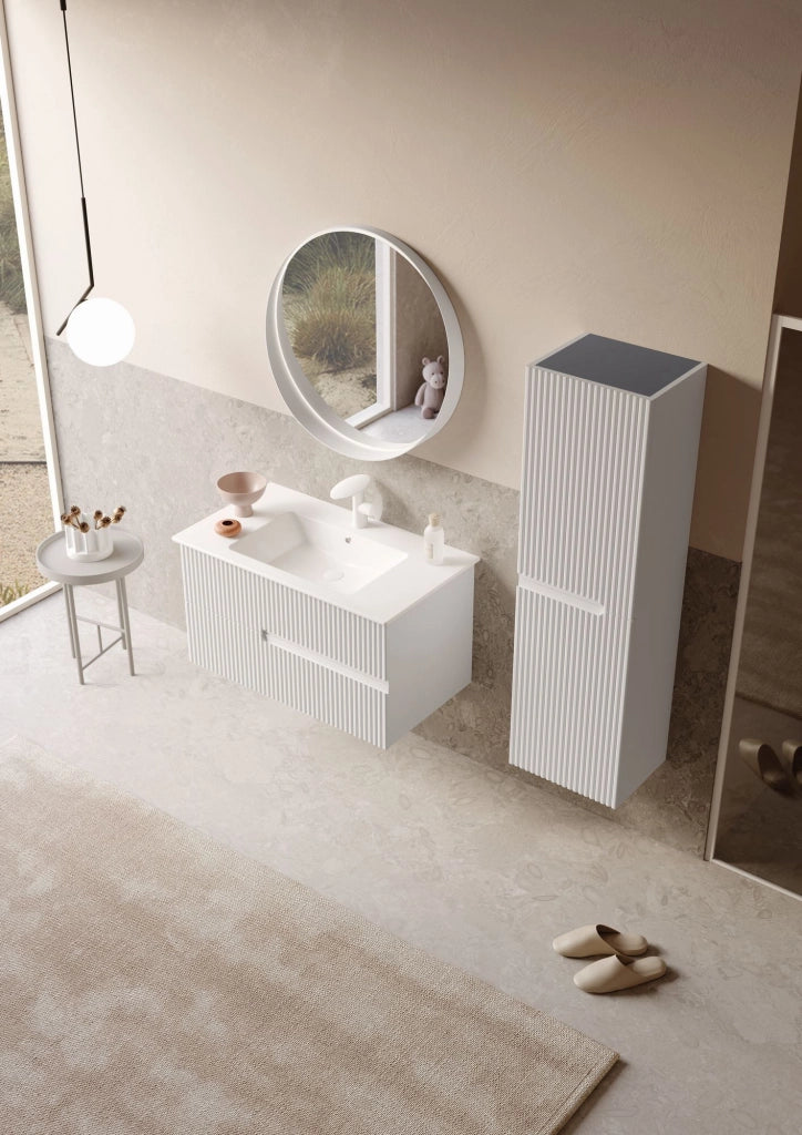 Mobile lavabo "Moonlight 90 v2" - 91 x 51 x 51 cm - Bianco opaco