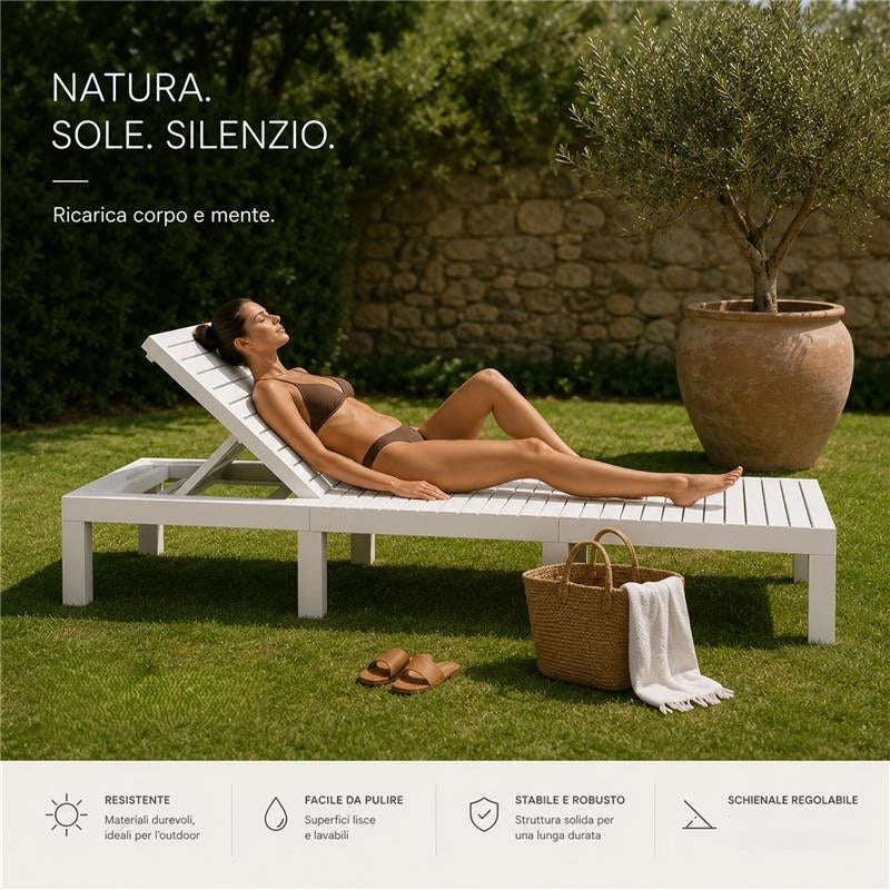 LETTINO SDRAIO PRENDISOLE IN RESINA HAITI BIANCO 195 X 65 X H78 CM